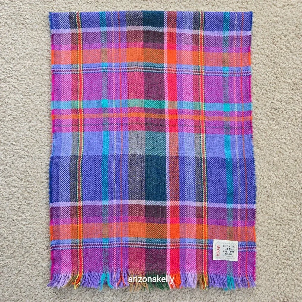 NWOT Avoca Wool Woven Colorful Plaid Scarf Ireland